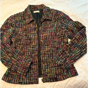 Pretty multi color short jacket, zipper front